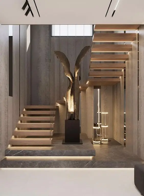 Australia Standard Solid Wood Staircase Glass Stair U-Shape Straight House Stairs