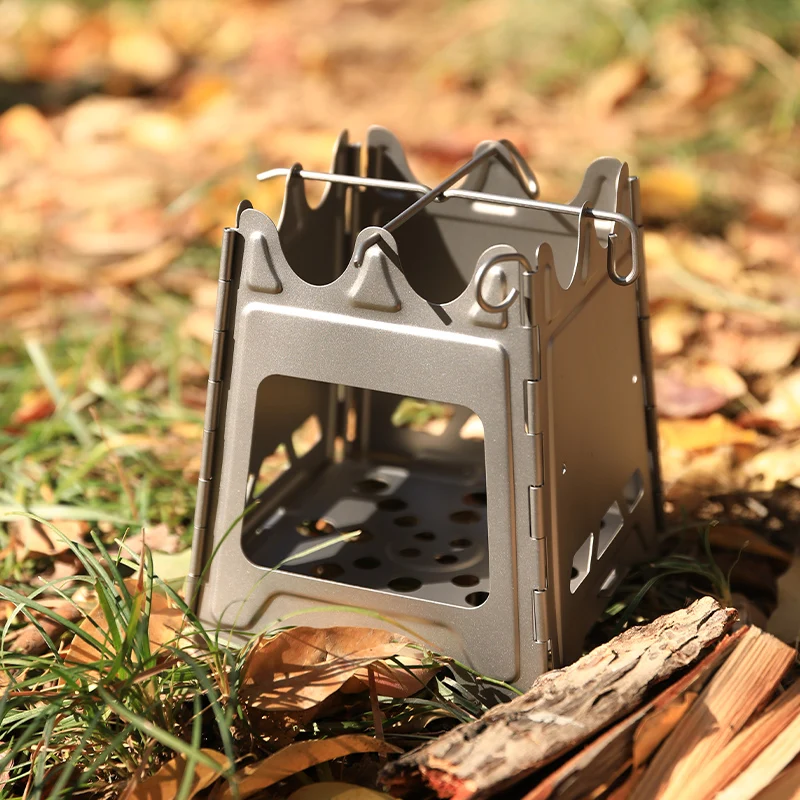 Titanium Wood Stove Hinged Camping Stove Ultralight and Compact Stove for Backpacking, Camping, and Survival