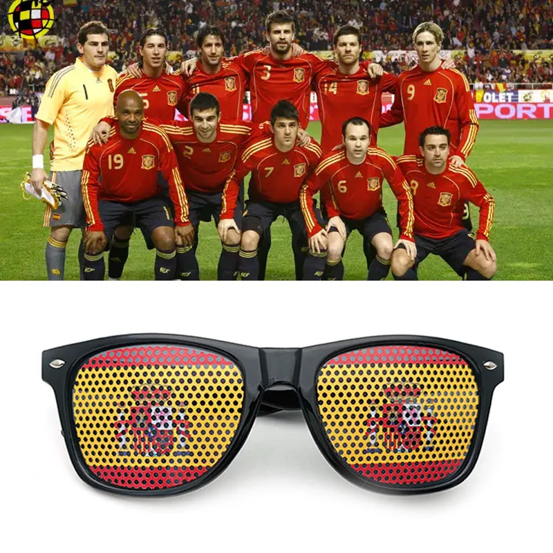 Soccer Ball Football Fans Pinhole Sticker Printing National Country Flags Sunglasses for World Cup