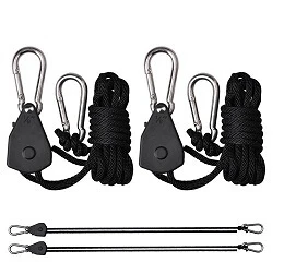 Chin-Up 2 Pair of 1/8 inch Heavy Duty Adjustable Grow Light Ratchet Rope Hanger Yoyo for Grow Light Fixture&Gardening,150lb