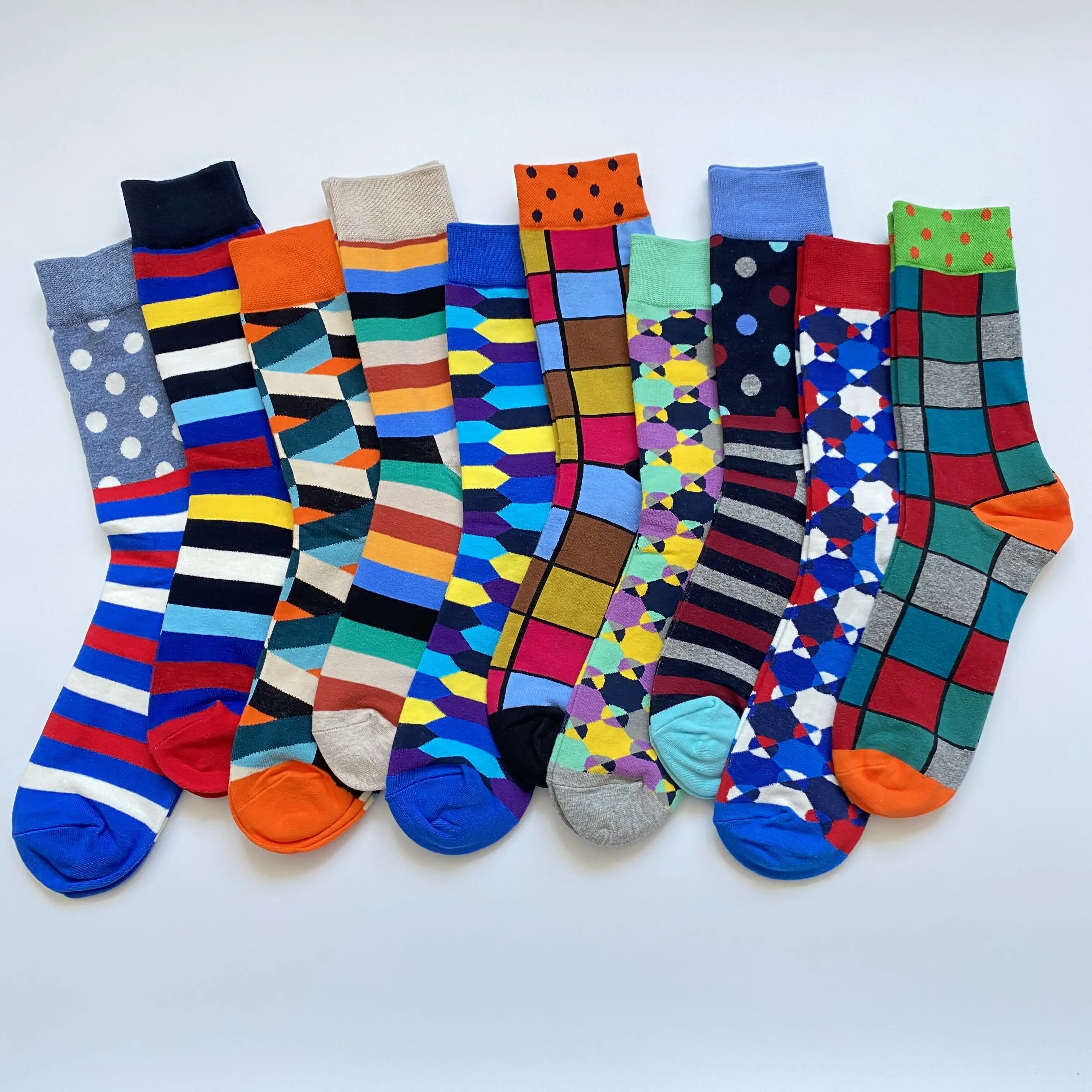 Men Fashion Print Harajuku Cotton Sports Running Crew Socks Cool Funny Hiphop Casual Pastel Pack Long Tube Set