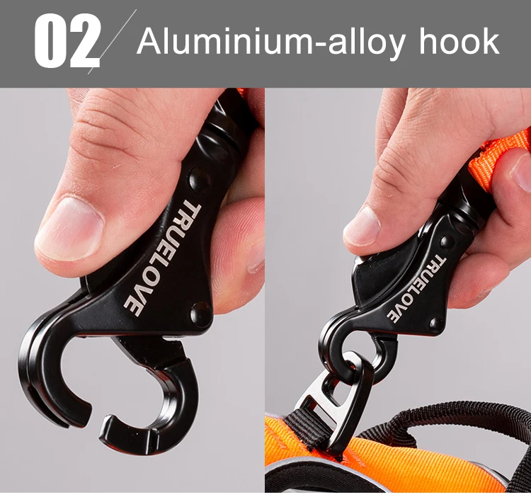 Truelove wholesale soft nylon dog rope leash adjustable hands free walking bungee leash for pet dog