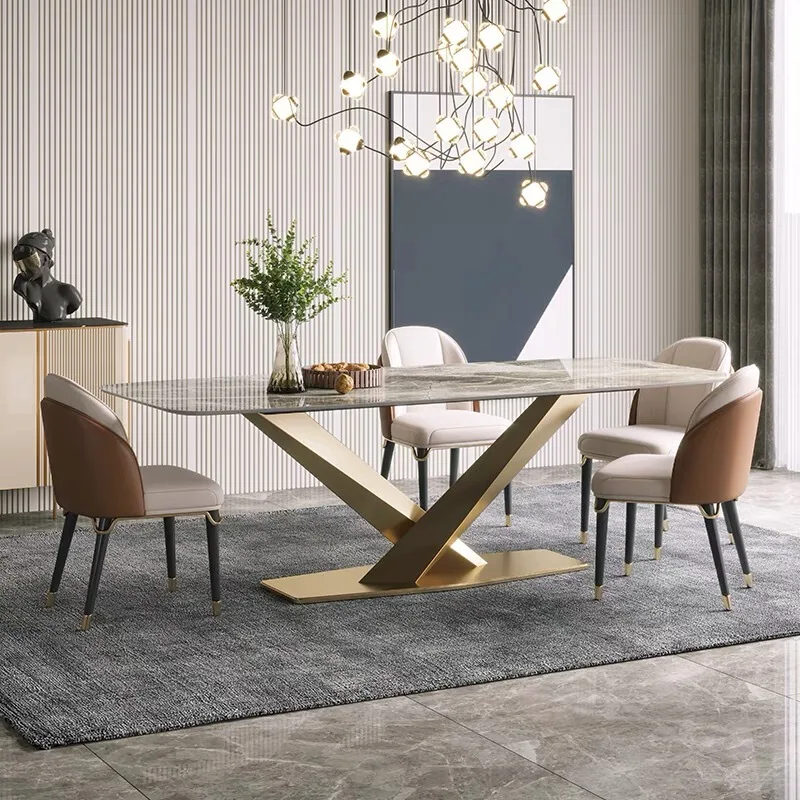 2022 hot sale scandinavian marble dining table and chair combination rococo luxury marble dining table and chair set de