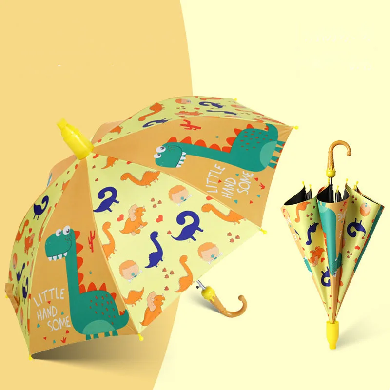 Wholesale 190T 8K UV Straight Umbrella Semi Automatic Custom Logo Printing Kids Safety Vinyl Umbrella For Children