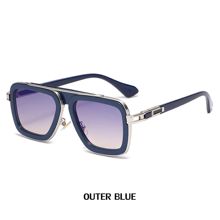 High Quality Square Frame Women Sun Glasses UV400 Brand Design Vintage Pilot Metal Men Shade Sunglasses