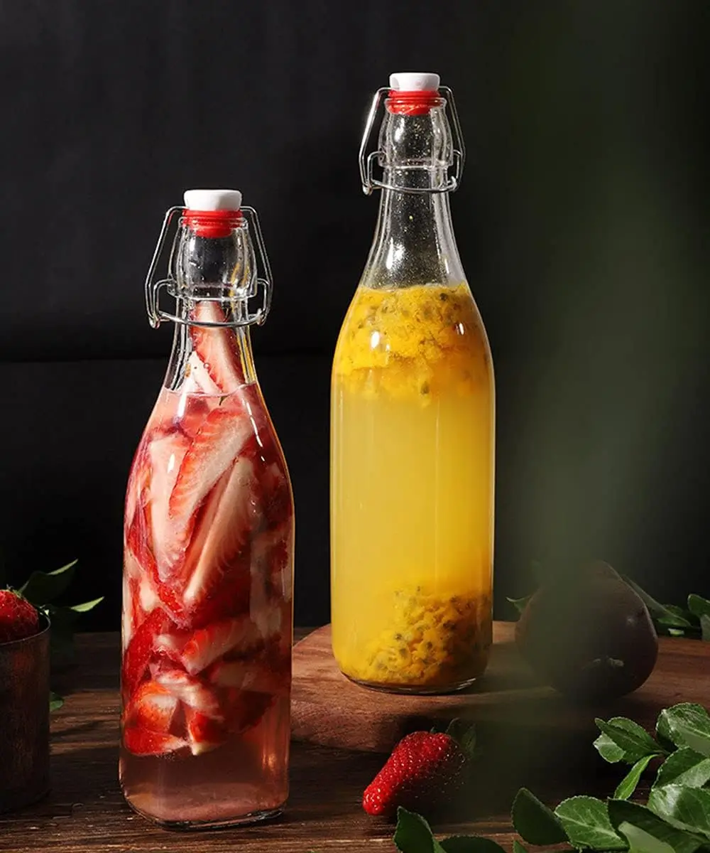 Стеклянные бутылки с откидной крышкой