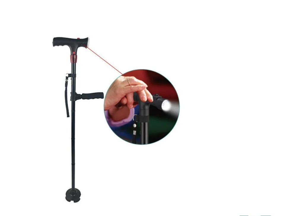 Factory Direct Medical Led Intelligent Auxiliary Cane Alarm System Elderly Adjustable Portable Crutch