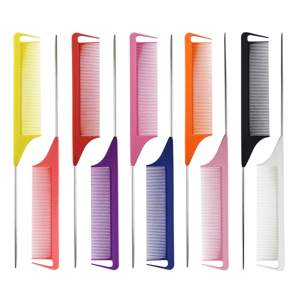 Aluminium Electroplate Metal Blue Color Cartoon Cellouse Carton Braiding Precision Barber Flat Top Clipper Rat Tail Parting Comb