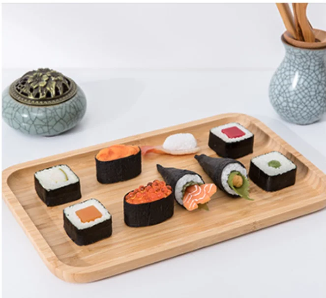 2022 Popular serving tray bamboo cutlery snack plate