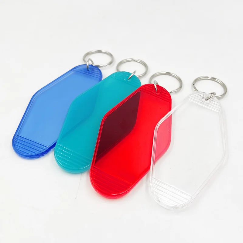 Plastic custom Acrylic Vintage Motel Keychain Key Tag Hot Stamp Hotel Keychain Blank Print Gold key ring Hotel Keychains