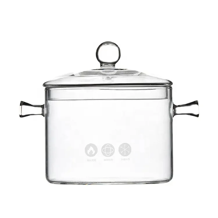 Customized by Chinese manufacturers fire to cook spaghetti Glass pot with handle