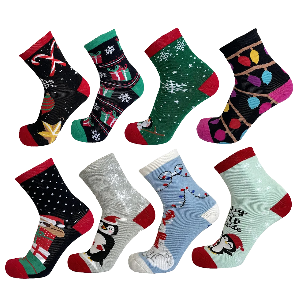 2024 New Arrival winter Novelty colorful custom cotton animal 3d knit merry christmas socks