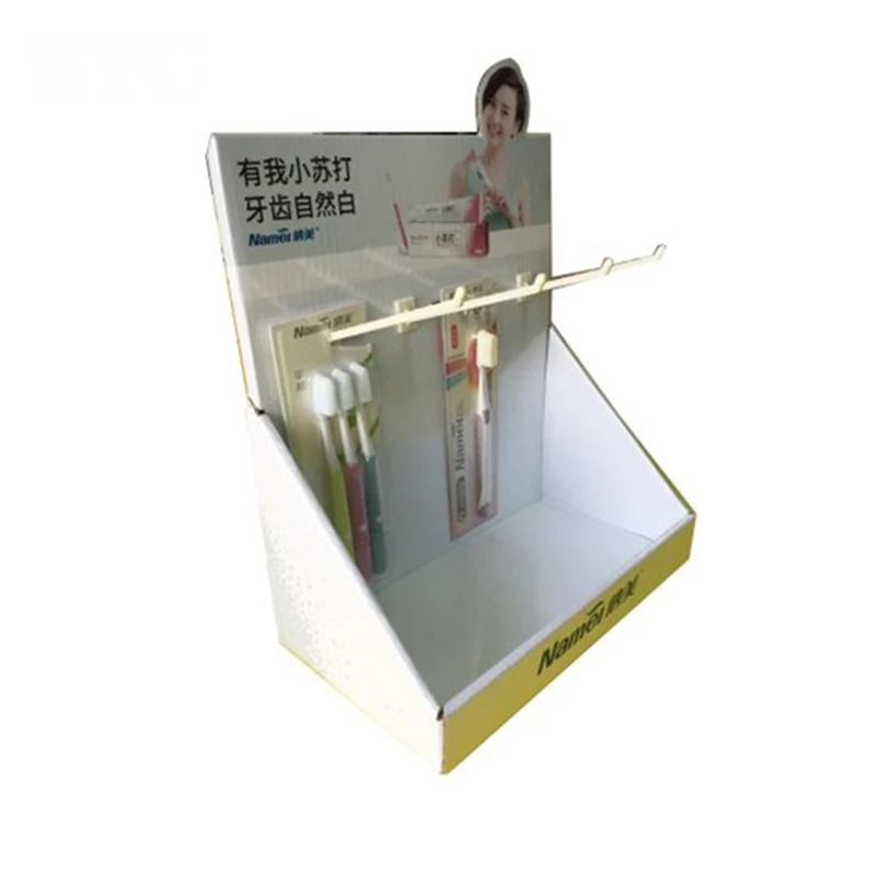 Custom Design Cardboard Countertop Display with Plastic Hooks for Sock