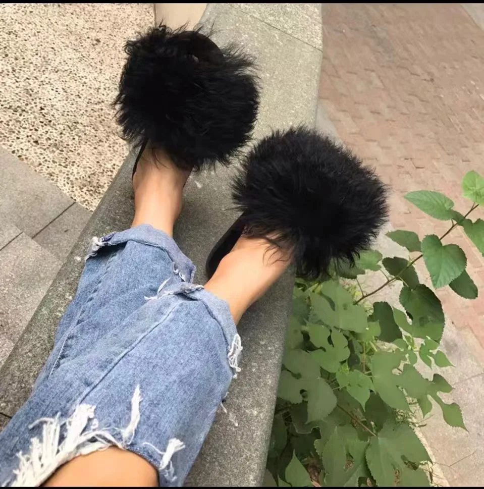 The latest Australian wool fur slippers High quality real fur slippers