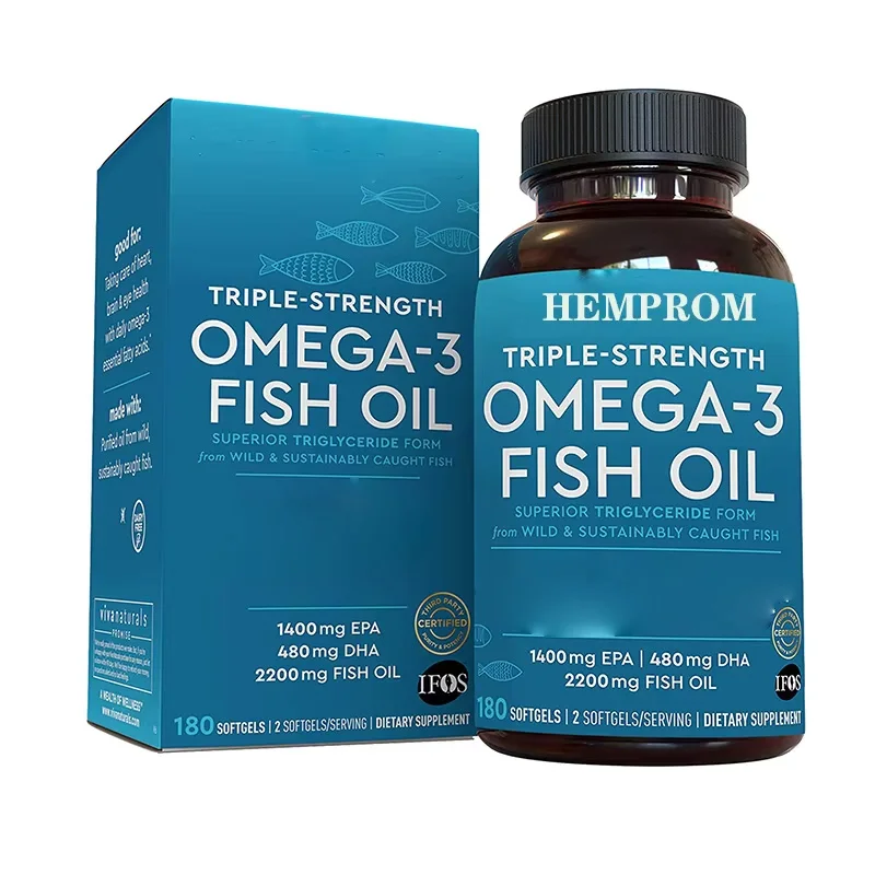 Добавка рыбьего жира OEM Omega 3 2200 мг на порцию жирных кислот мягкие гелевые капсулы с EPA DHA & Omega3