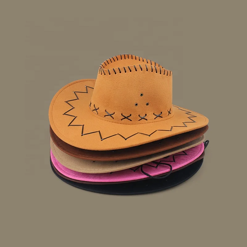 High quality Custom logo suede cowboy hat Outdoor caps Sun Protection cap wholesale pink cowboy hats gorras