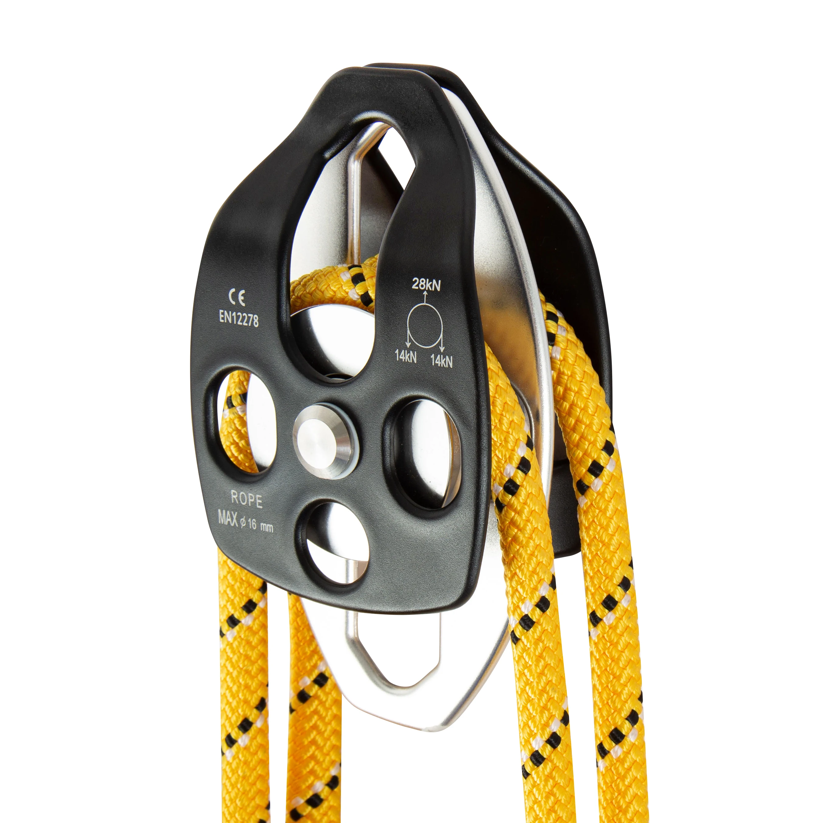 Custom High Efficiency Rescue Pulley Outdoor Climbing Pulley Block Aviation Aluminum Alloy Climbing Double Pulley