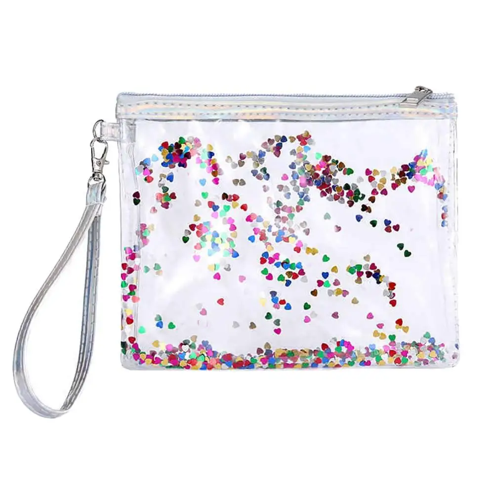 NANA Crystal Clear Cosmetic Bag Travel Toiletry Bag with Zipper Vinyl PVC Make-up Pouch Handle Straps for Women Men