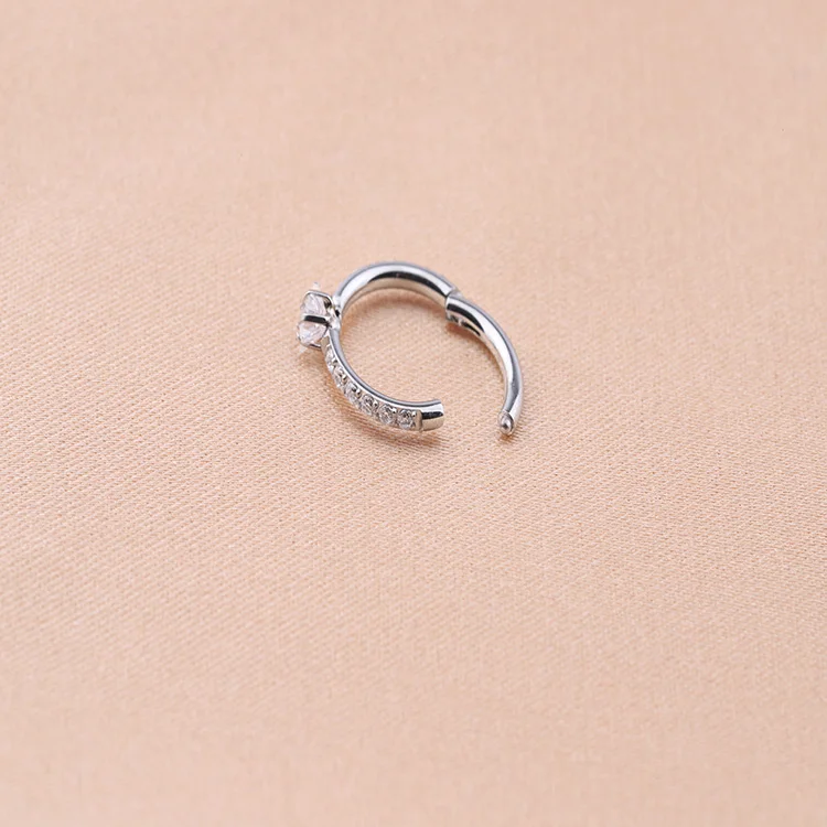 F136 Titanium Prong Set five-pointed star Zircon CNC Set CZ Hinged Segment Ring Clicker Hoop Ring