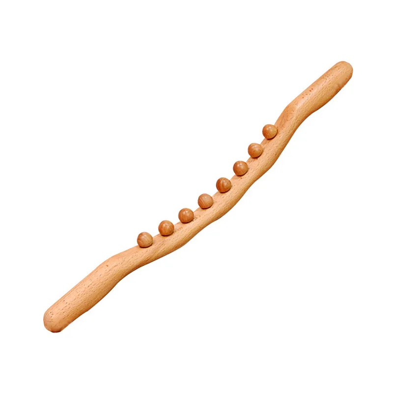 Wholesale Beech GuaSha Stick 10 Beads Wood therapy Massage Wooden massage Stick massage tool wood