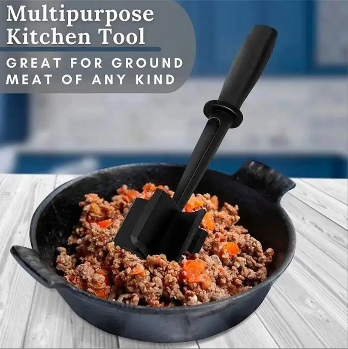 Meat Chopper Heat Resistant Meat Masher with Non-slip Handle Nylon Hamburger Chopper Ground Beef Masher Kitchen Cookware