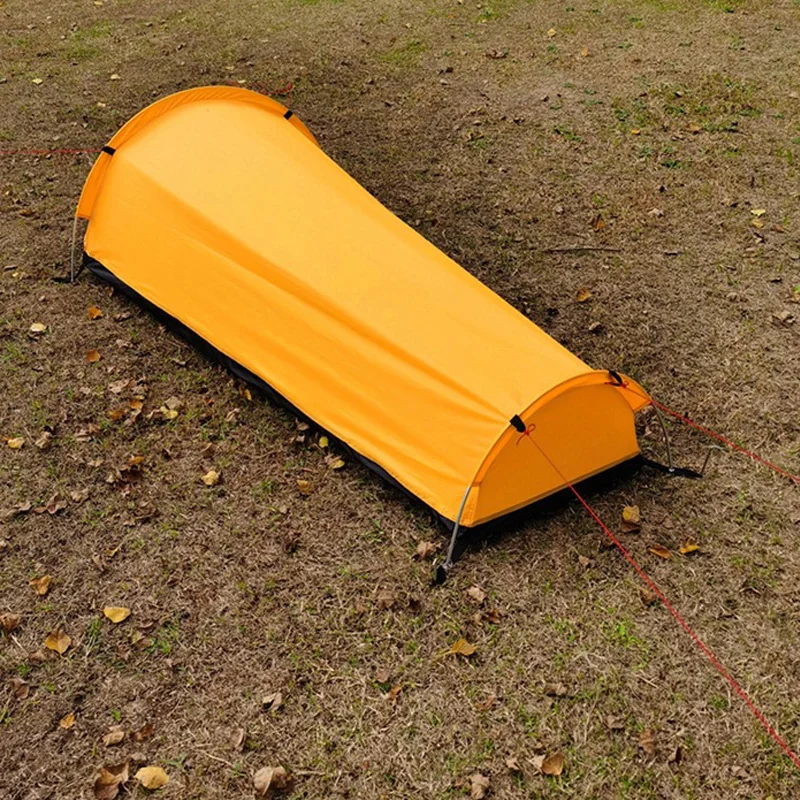 Single Person Outdoor Bivvy Tent Ultralight Hiking Backpacking Light Weight 1 Man Sleeping Tent 3 Seasons Green Orange