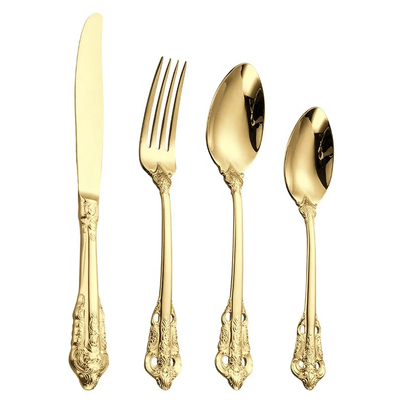 Factory Wholesale Price European Palace Vintage Relief Spoon Flatware Set