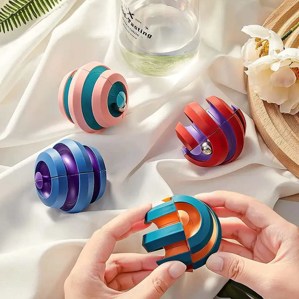 New Toys 2023 Novelty 3 4 Track Rotating Beads Spinning Ball Fingertip Cube Gyro Toys Orbit Bead Fidget Spinner Toys