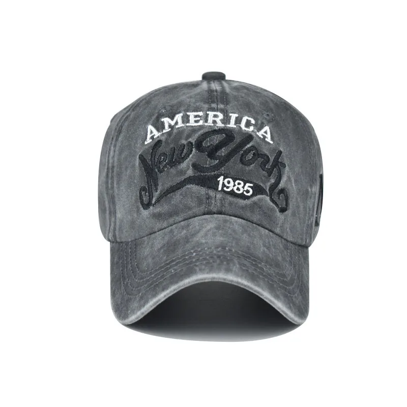 All Cotton NY Denim Baseball Cap for Men Vintage Washed Caps Women Dad Hat Letter Embroidery Sports Trucker Cap Bone Casquette