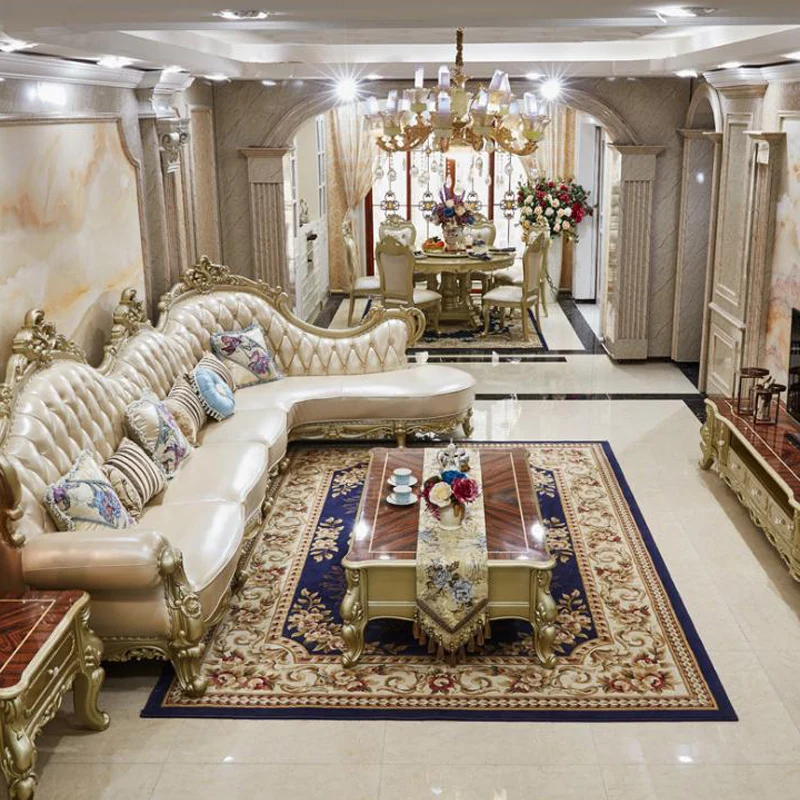 high quality European antique living room sofa furniture genuine leather set bng015