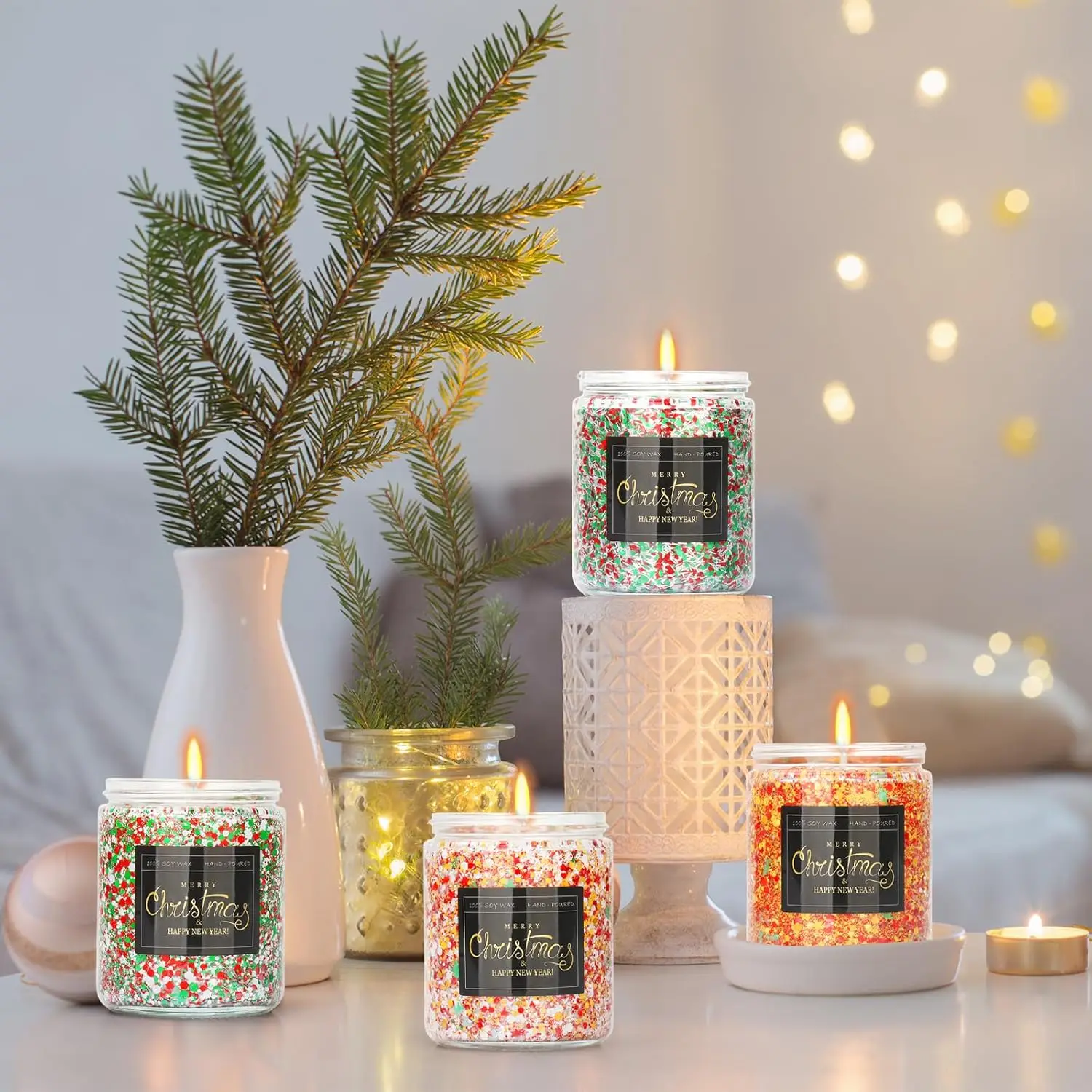 Decoration Candy Candle Vanilla Birthday Cake Scent  Candle with Sprinkles Cute Birthday Gifts for Women Ideas 9 oz  Bday Gift