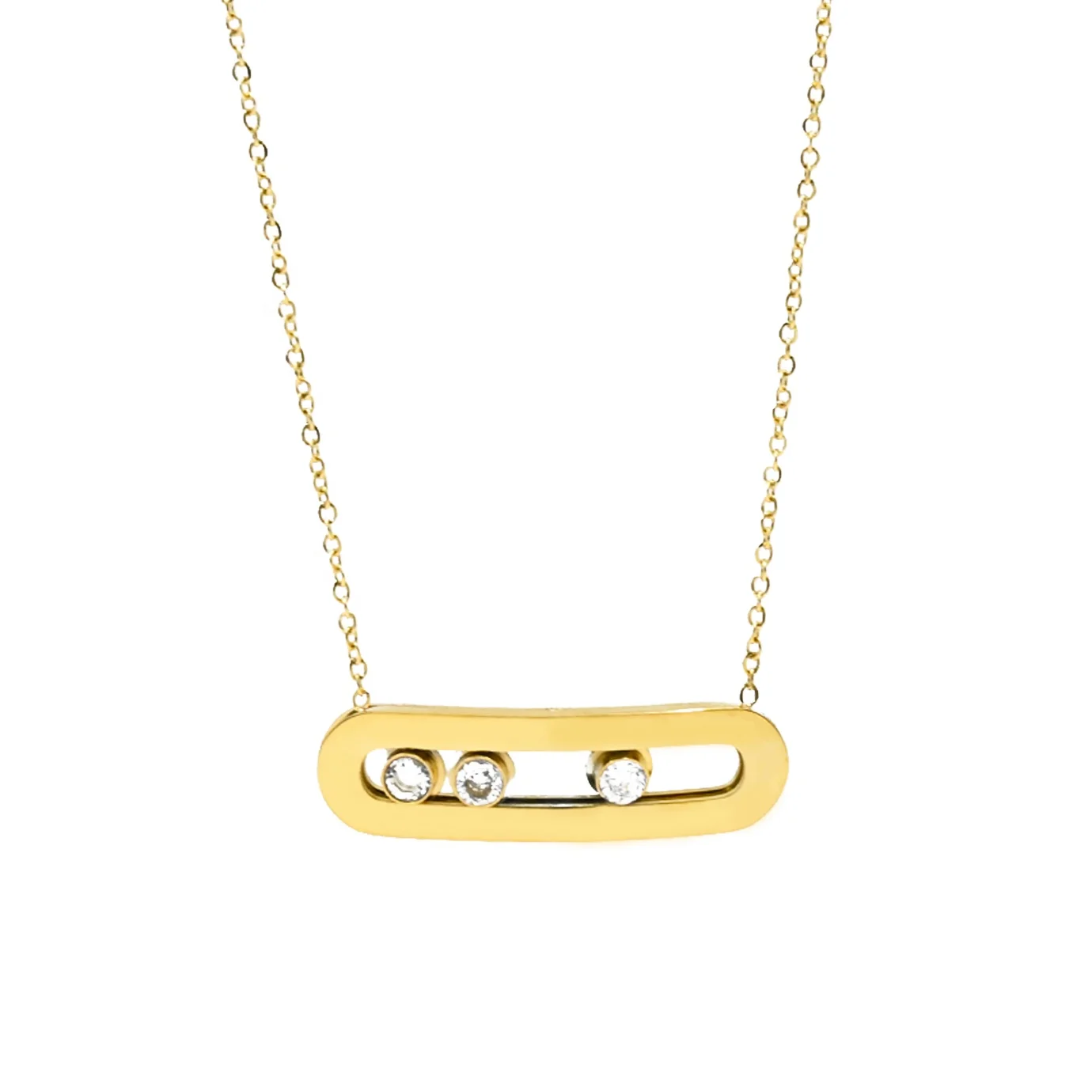 Wholesale Hot Sale Cube Three Diamond Sliding Zircon Necklace Bracelet Earrings Ring Jewelry Set Stainless Steel Jewelry Set