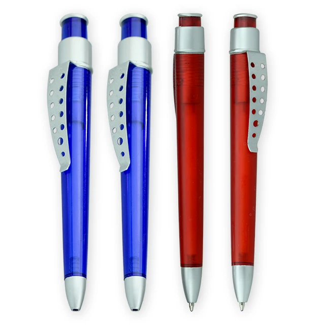 Metal Pen Clip Press Ballpoint Pen Custom Printing Logo Office And School Stationery wholesale Red Blue Plastic Ballpoint Pens