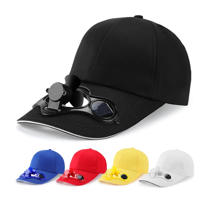 Custom 6 Panel Plain Blank Summer Outdoor Cool Solar fan cap