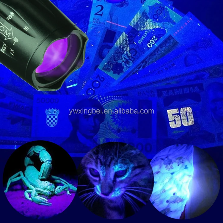 Aluminum alloy mini pen 365 nm identification UV flashlight fluorescent facial mask detection lamp UV 395 nm multi-purpose lamp