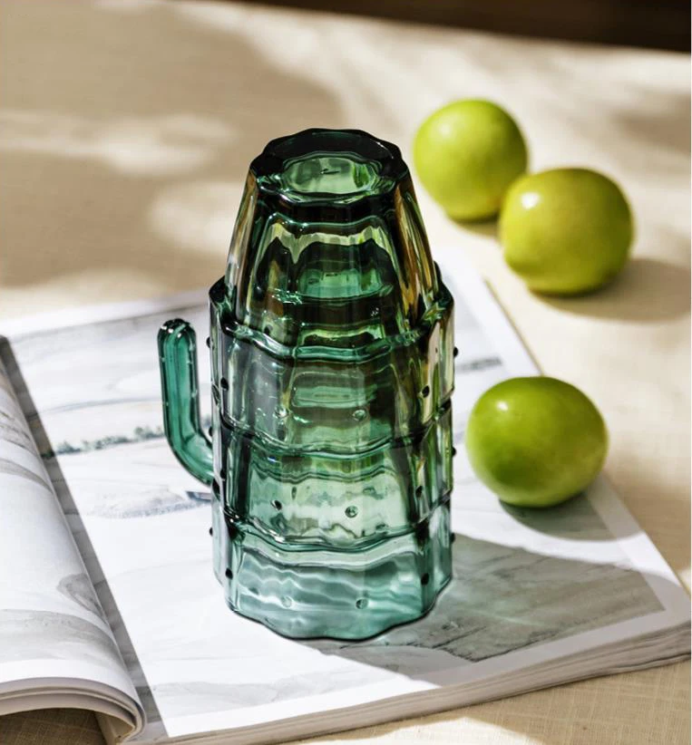 Nordic Style 4PCS Fairy Palm Glass Water Cup Heat-resistant Tea Set Household Glass Water Cup