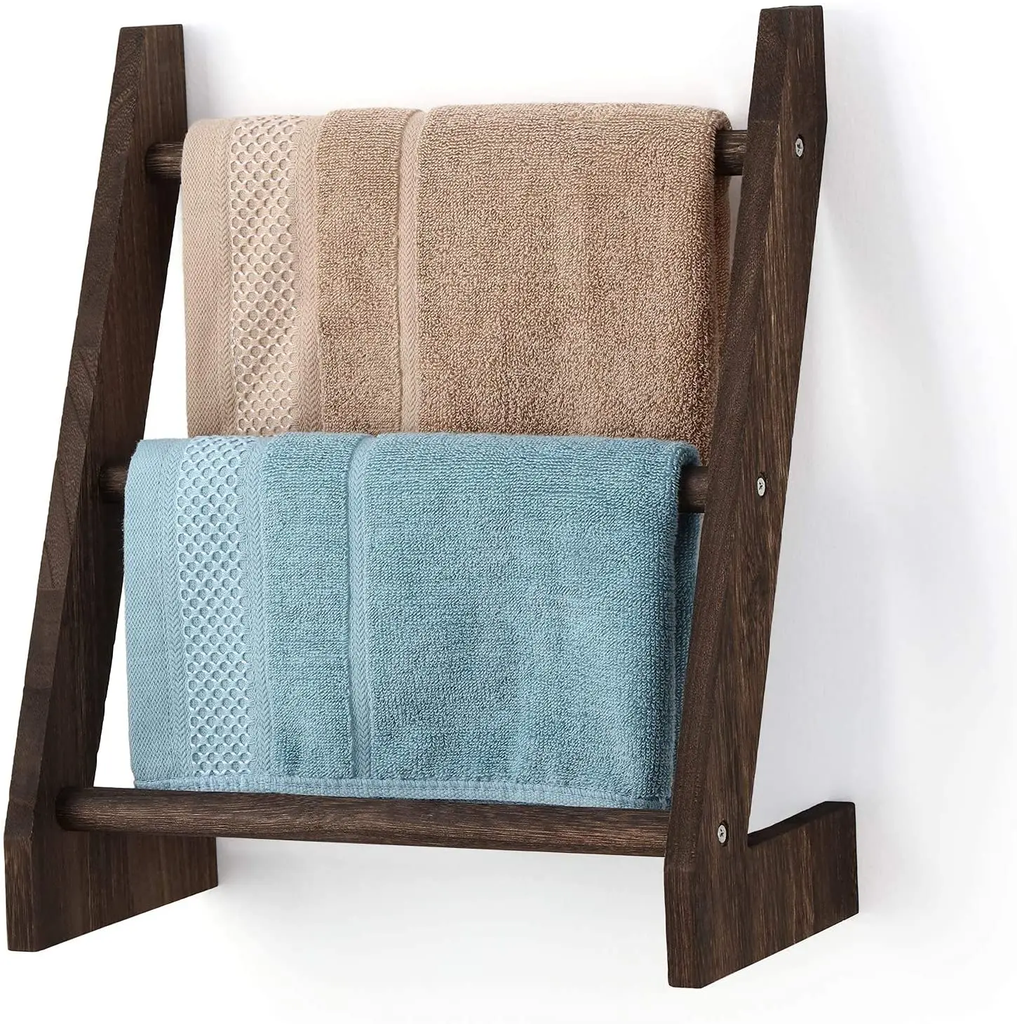 Dark Brown Toallero De Madera Wall Mounted Hand Farmhouse Rustic Blanket Bathroom Decorative Ladder Towel Rack