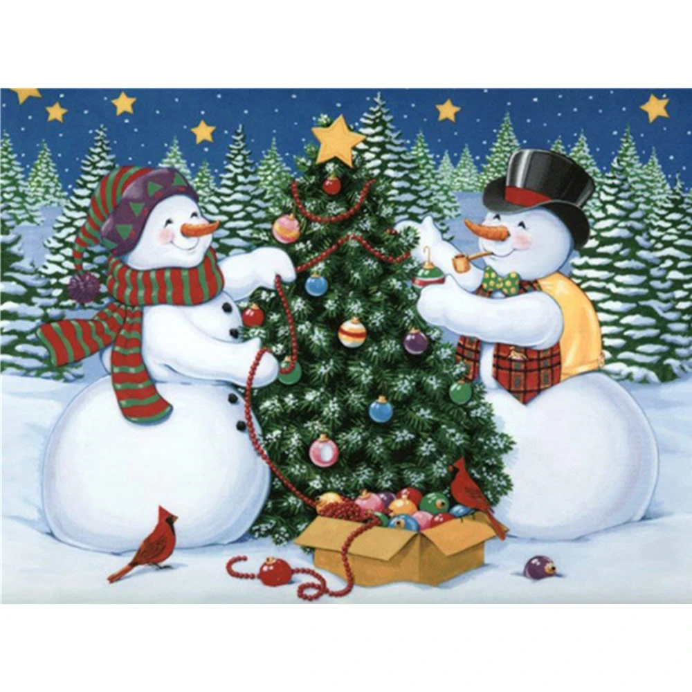 
Snowman And Christmas Tree Scenery decorative wall painting For Living Room Decoration 