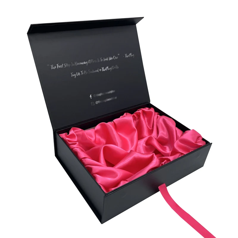 Custom Logo Hair Extension Packaging Box Matt Lamination Wig Packaging Magnetic Closure Gift Box With Ribbon