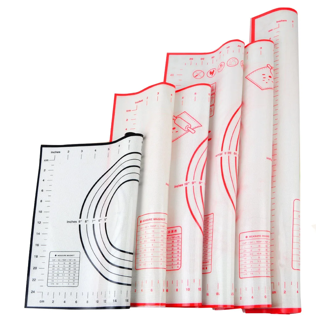 Лидер продаж Amazon, кухонный антипригарный силиконовый коврик для теста, силиконовый коврик для выпечки кондитерских изделий с измерениями