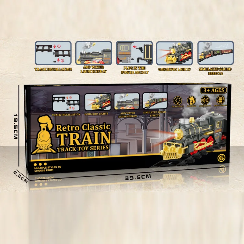 Battery Operated Toy Train STEAM Locomotives with Light Sound Christmas Train Train with Smoke