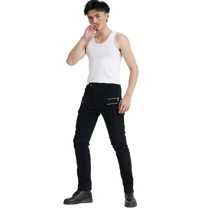 Custom Anti-drop Detachable Hip protector moto pant riding motorbike jeans faded blue Motorcycle Riding Jeans Pants