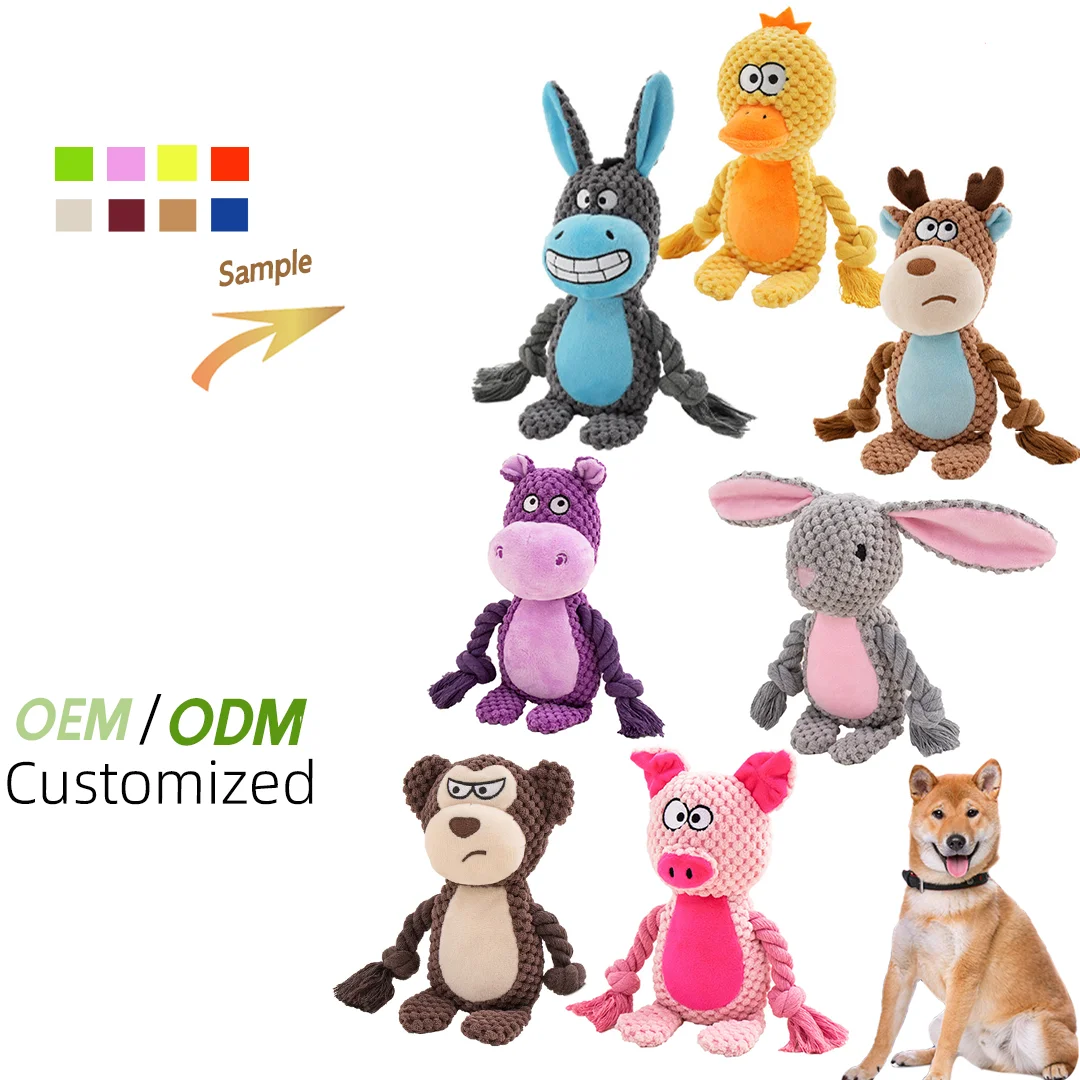 2024 New product Wholesale new cute animal shapes interactive training chew cat dog toy cotton dog toy