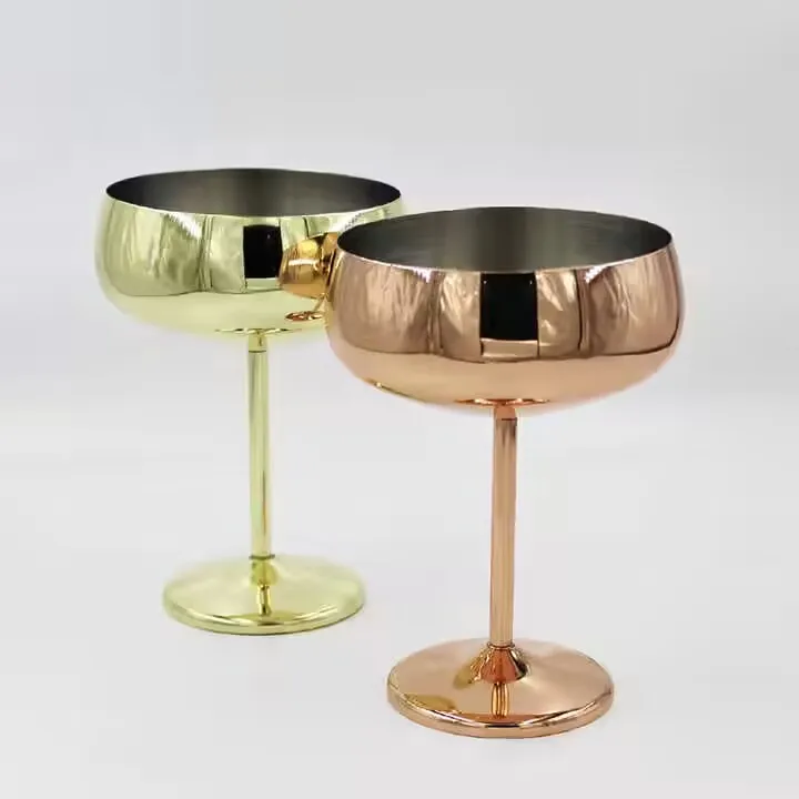 Stainless Steel Rose Gold  Black Silver Unbreakable 500ml Large Metal Red Wine Goblet Glass for bar tools