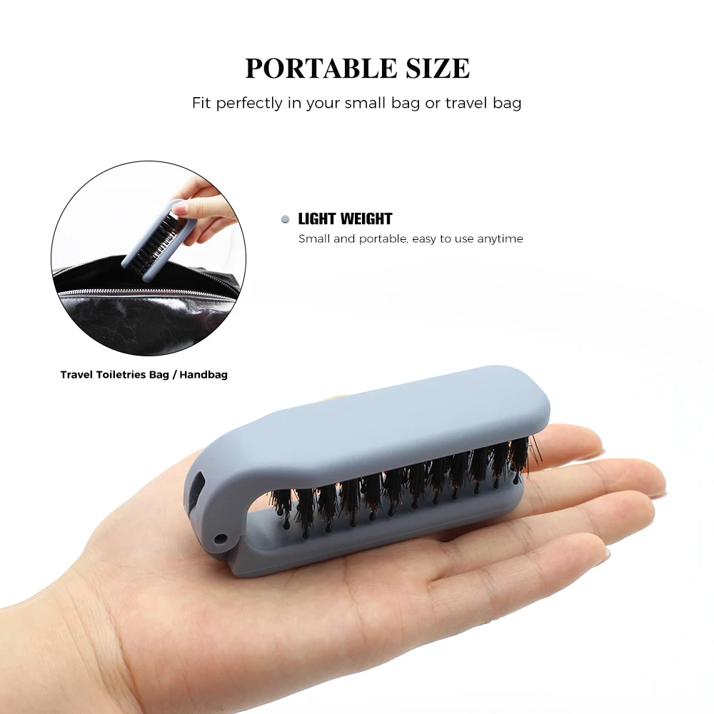 Custom Logo Mini Detangler Hairbrush Luxury Folding Hair Extension Boar Bristle Detangling Hair Brush