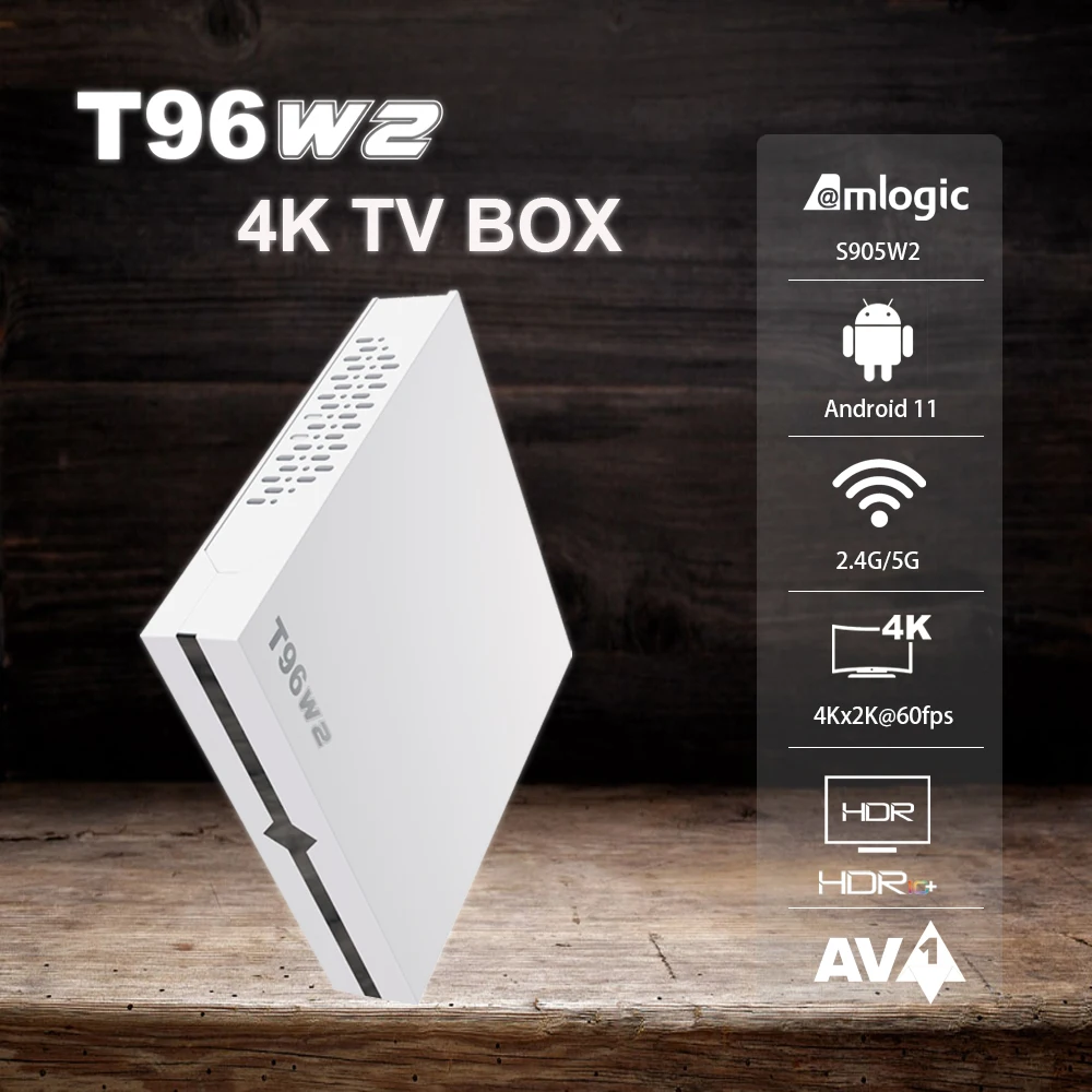 T96W2 Android 11 TV Box S905W2, четыре ядра, 4 Гб RAM, 32 ГБ ROM CortexA53 4K 6K Декодер каналов кабельного телевидения ТВ коробка смарт-лучший Android Tv Box