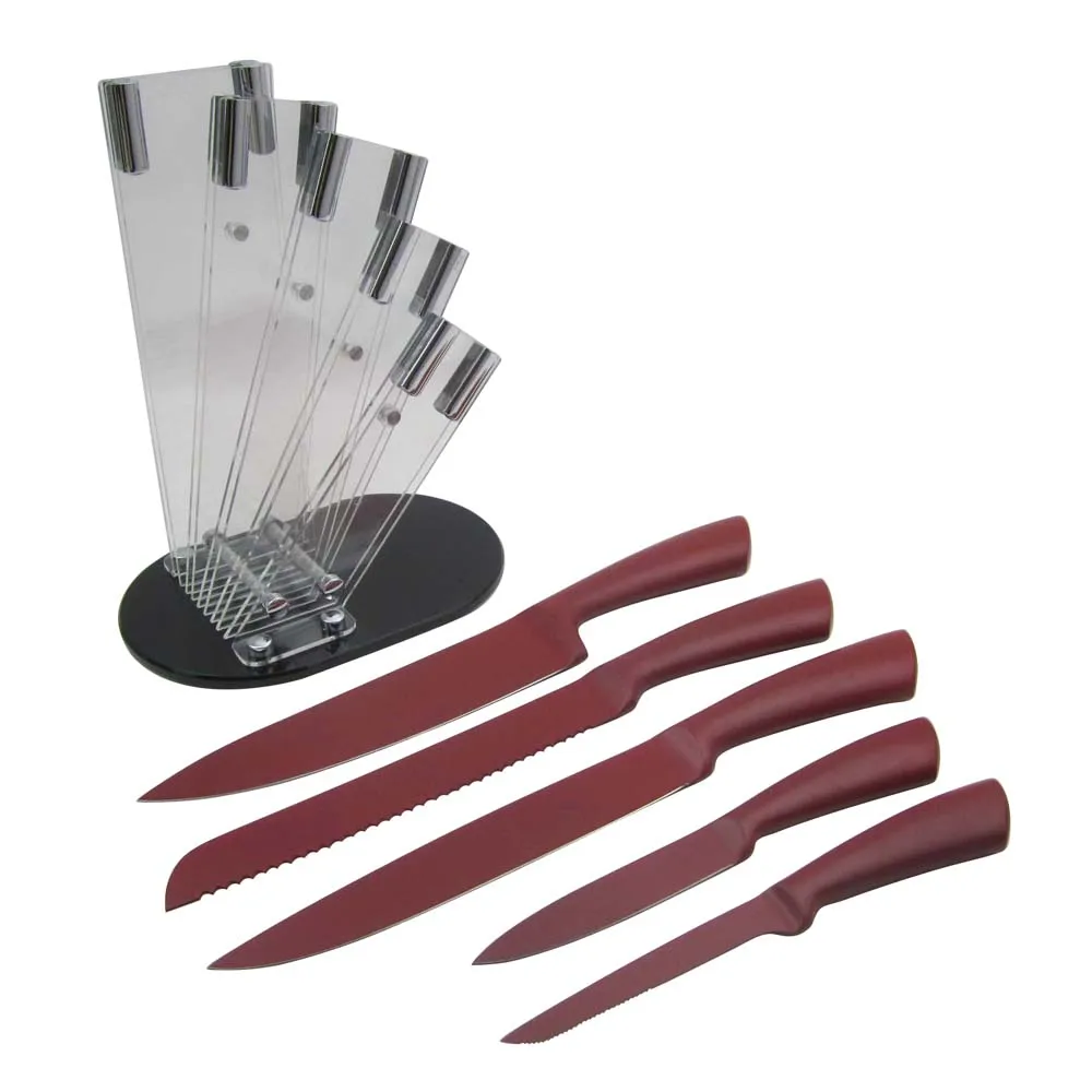 Non-Stick Coating Hollow Handle Knife Set With Acrylic Block