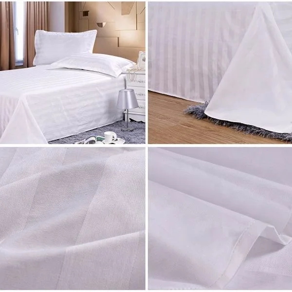 Cheap Hotel Luxury Hotel Designs Satin Stripe 100 Cotton Bedding  Sheet Bulk Sale White Double Bed Sheet Set
