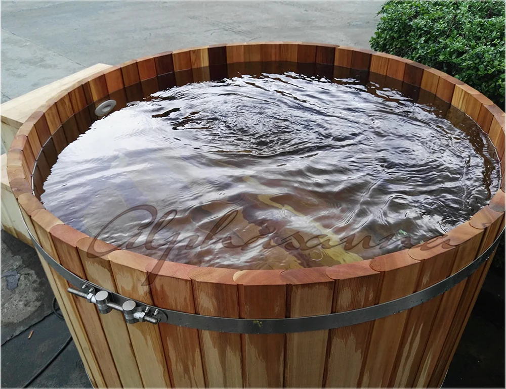 Canadian Sauna Wood Round Red Cedar Hot Tub Wooden Barrel Soaking Steam Shower Function For Sales