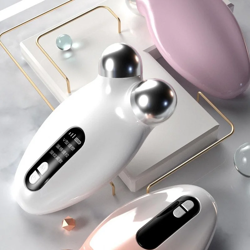 EMS Microcurrent Face Lifting Device 3D Roller Facial Massager Anti wrinkle Tighten Skin Rejuvenation Beauty Apparatus